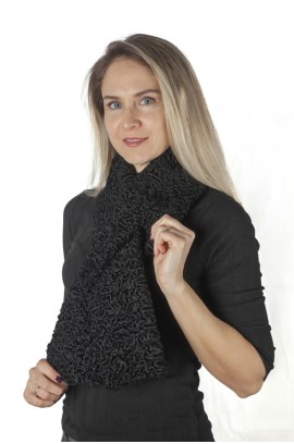 Black karakul lamb fur scarf - fur on both sides